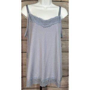 Cato Women’s V-Neck Lace Trim Stretch Tank Top Blue Plus 14/16W